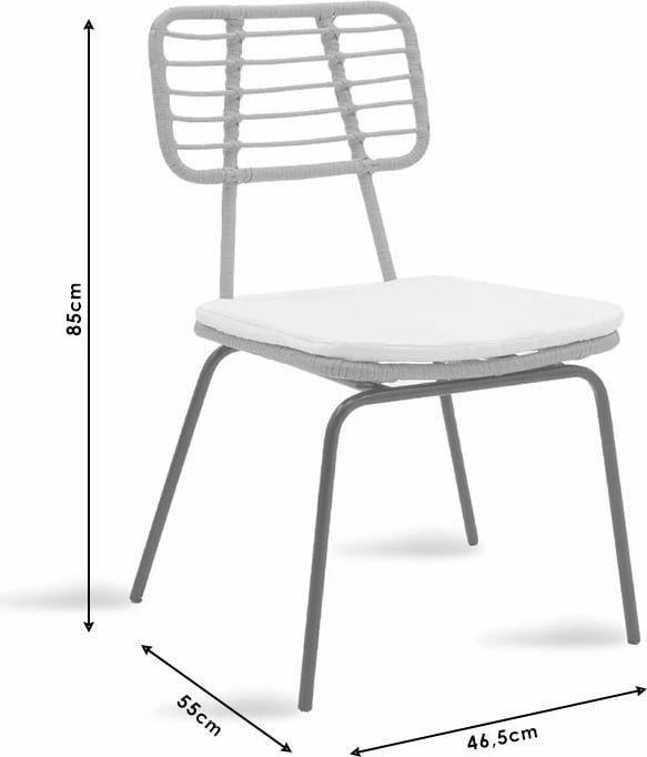 Set lounge Gaus-Naoki 3 pjesë, metal i zi, gri PE