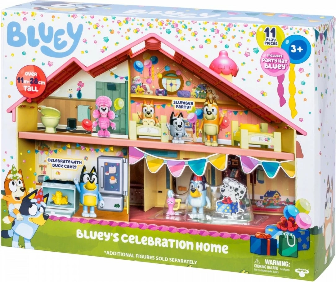 Set lodrash Bluey Family House Celebration, Tm Toys, BLU17669, plastikë, për fëmijë, shumëngjyrësh
