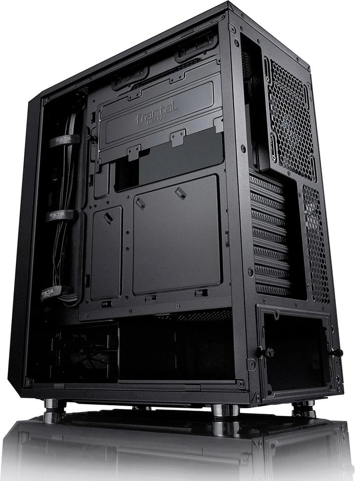 Kasë Fractal Design Meshify C Blackout, Midi Tower, ATX/ITX/mATX, xham i temperuar, e zezë