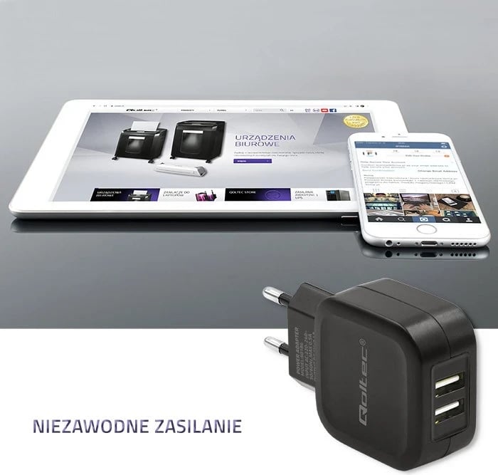Karikues Qoltec 50186, 17W, 5V, 3.4A, 2xUSB
