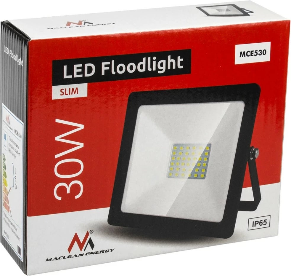 Projektor LED Maclean MCE530 CW, 30 W, 2400 lm, i zi, dritë e bardhë e ftohtë