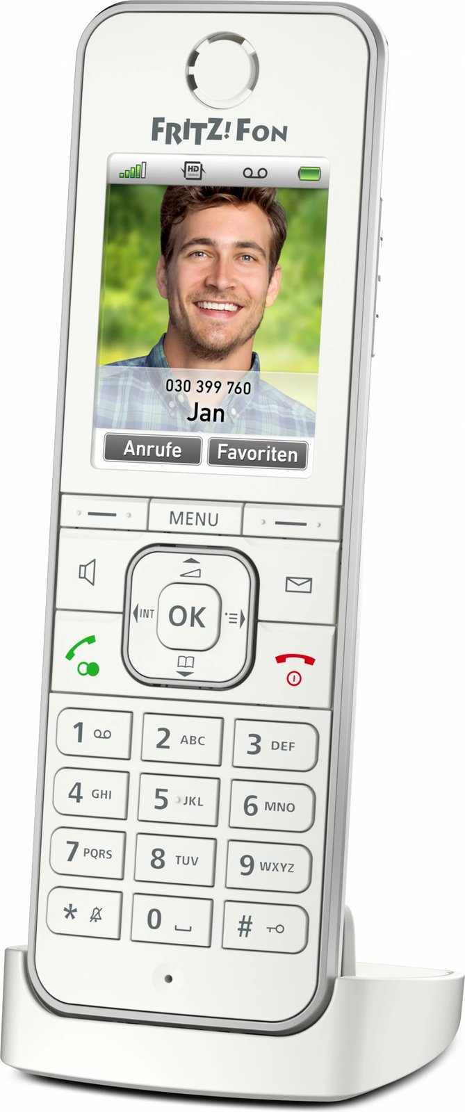 Telefon DECT AVM FRITZ!Fon C6, Wireless, Speakerphone, 300 kontakte, Bardhë