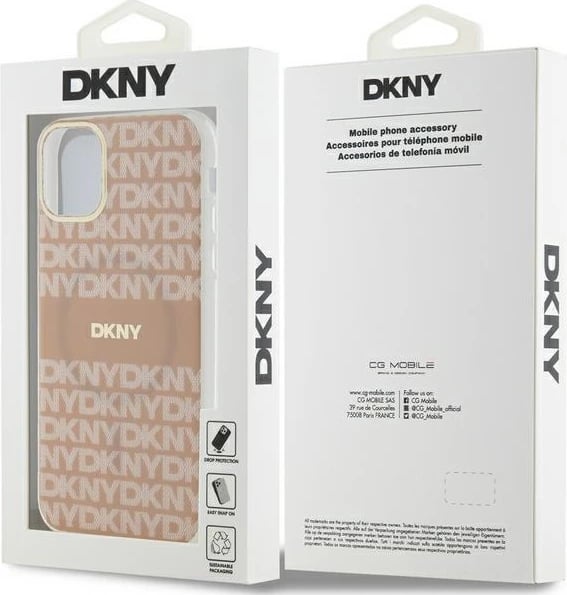Mbështjellës DKNY IML Mono & Stripe MagSafe për iPhone 11/XR, Rozë