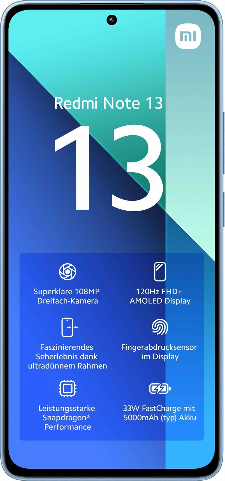 Celular Xiaomi Redmi Note 13, 6 GB, 128 GB, 108 MP, Ice Blue