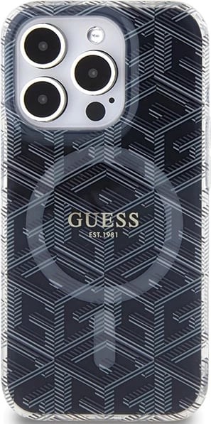 Mbështjellës Guess IML GCube MagSafe për iPhone 15 Pro Max, i zi