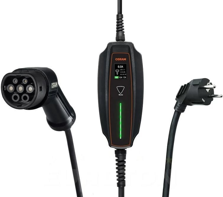 Karikues mobil OSRAM BATTERYCHARGE 7PIN 3.6KW për vetura elektrike, i zi