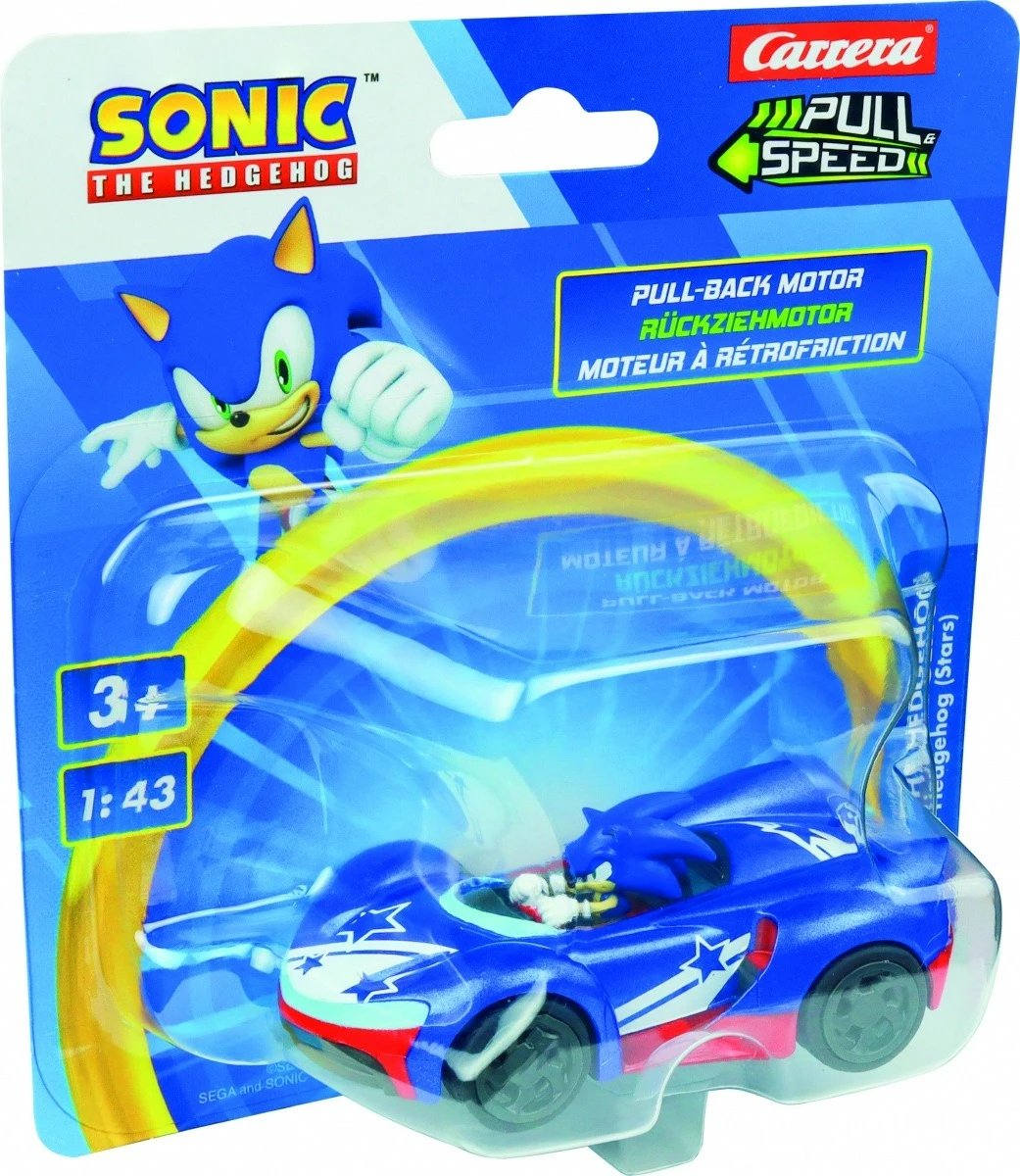 Makine lodër Carrera Pull & Speed Sonic the Hedgehog, 1:43, plastike, Blu/Kuqe/Zi