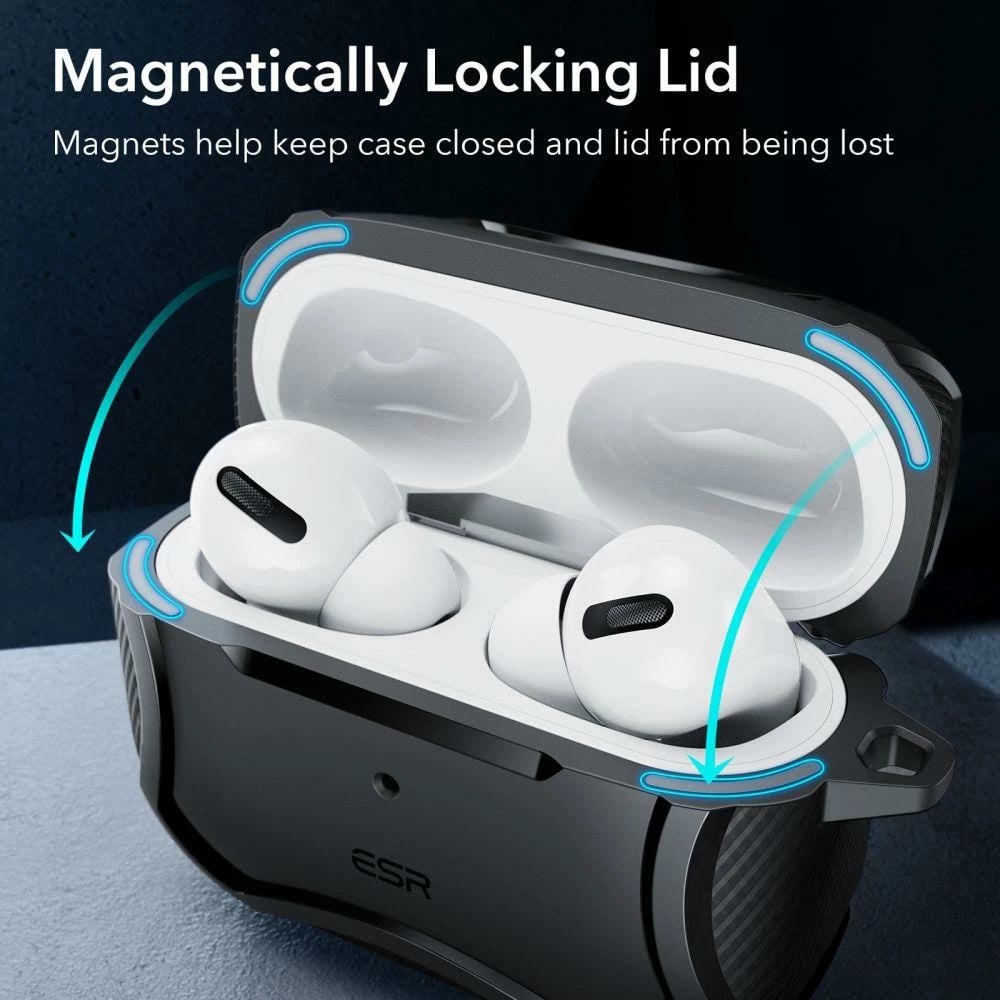 Mbështjellës ESR Cyber Armor Halolock me MagSafe për Apple AirPods Pro 1/2, e zezë
