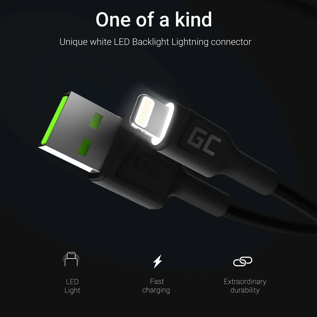 Kabllo Green Cell KABGC05 lightning 1.2 m, E zezë