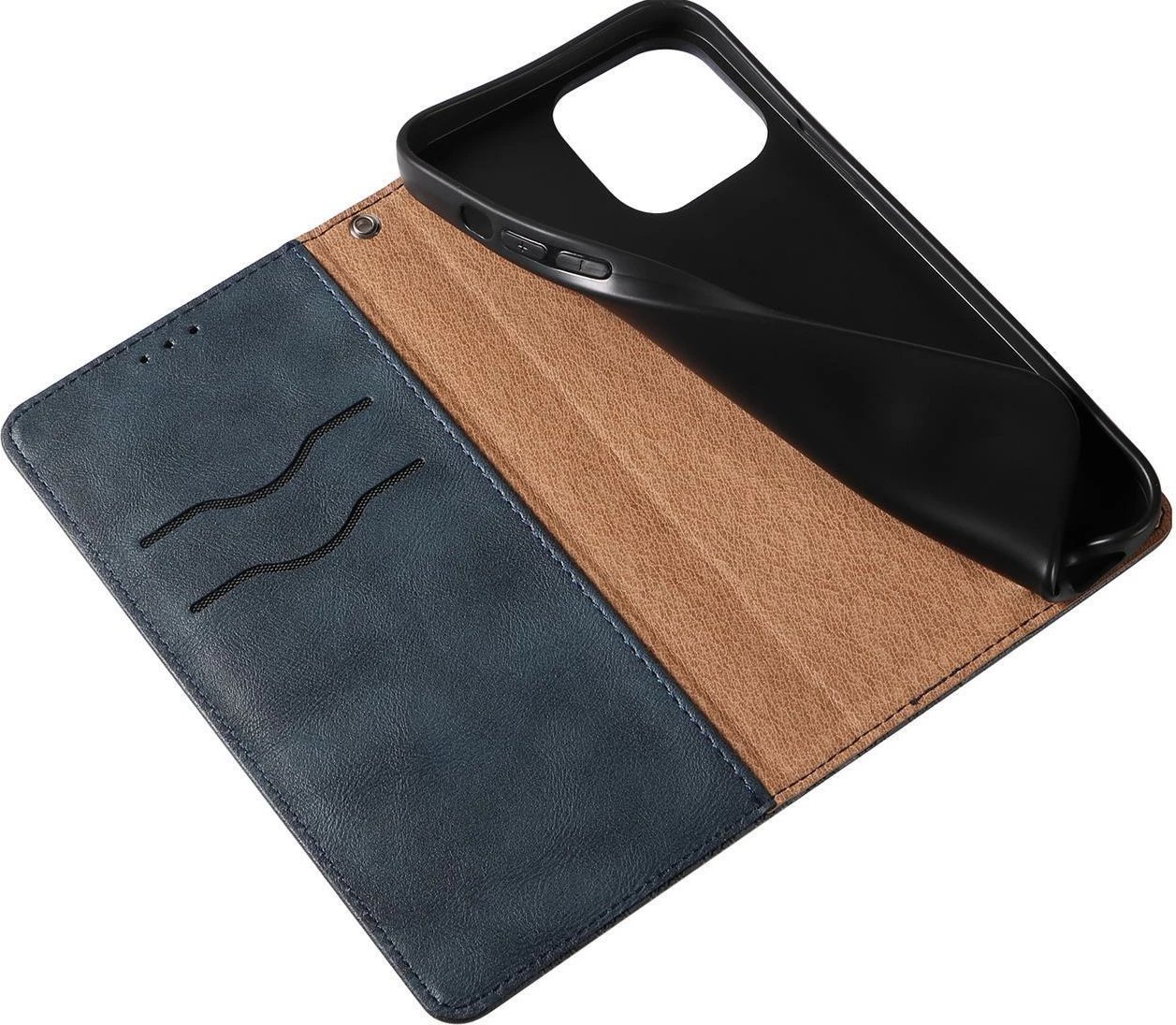 Mbështjellës Hurtel Magnet Strap për iPhone 13 Pro Max, me portofol dhe rrip dore, Kaltër