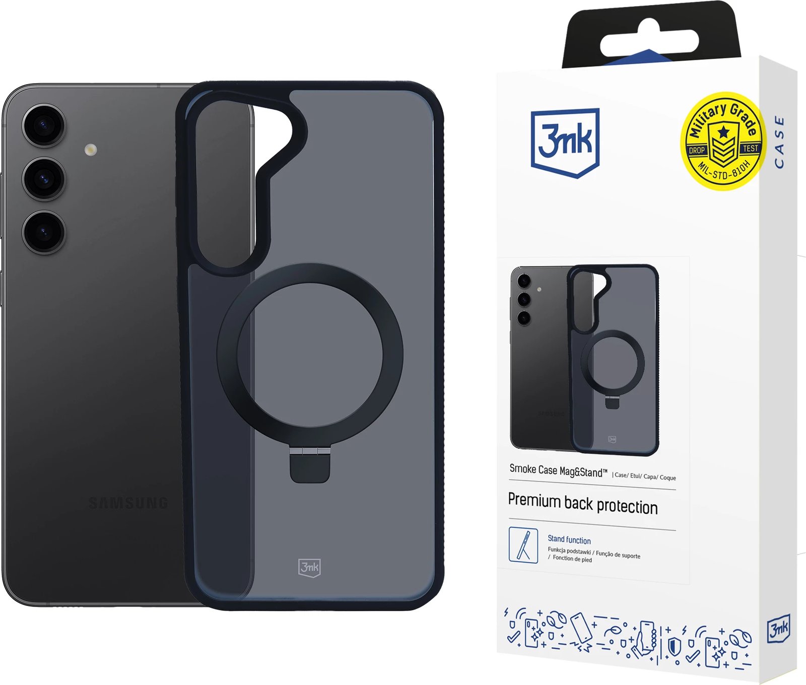 Mbështjellës 3mk Smoke Case Mag&Stand për Samsung Galaxy S24, i zi
