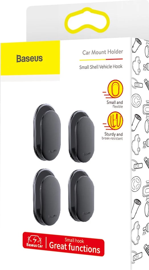 Mbajtës Baseus Small Shell ACGGBK-01, set 4 copë, i zi