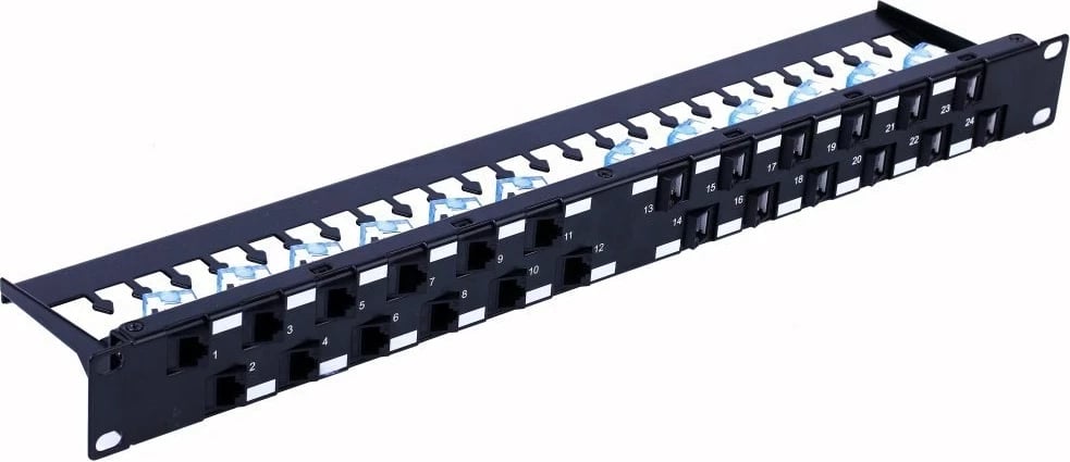 Patch panel TECHly 24x RJ45 Cat6a UTP, 1U, Porta diagonale