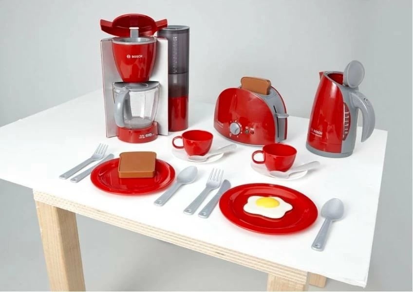 Set lodrash për mëngjes Klein Bosch 9564, me pajisje kuzhine, për fëmijë, Gri/E kuqe