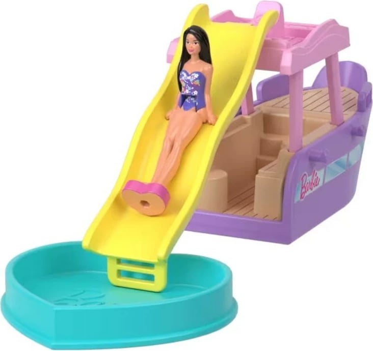 Set lodrash Barbie Mini Barbieland me kukull dhe varkë, shumëngjyrëshe