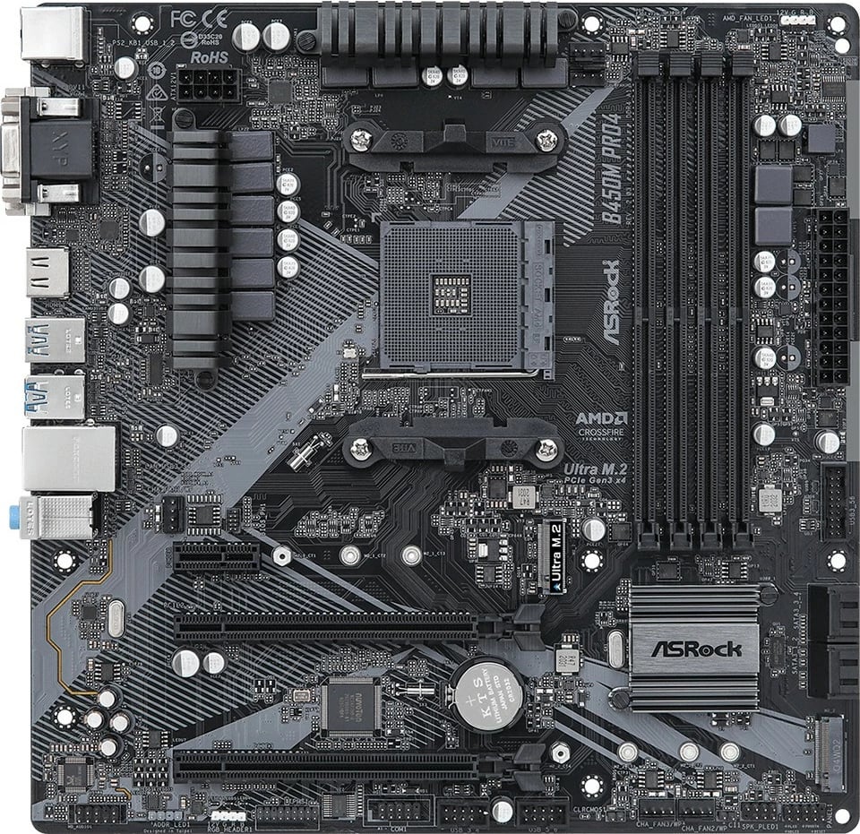 Pllakë amë ASRock B450M Pro4 R2.0, AMD, Socket AM4, 128 GB, e zezë
