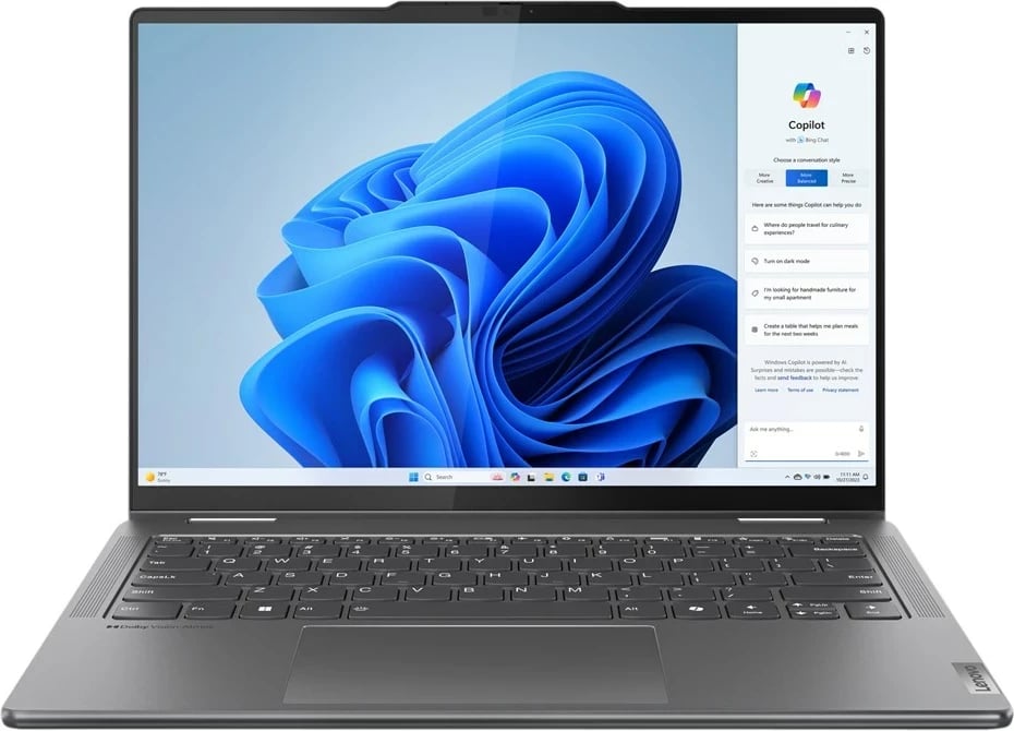 Laptop hibrid Lenovo Yoga 7 14AHP9, AMD Ryzen 5, 16 GB RAM, 512 GB SSD, Gri