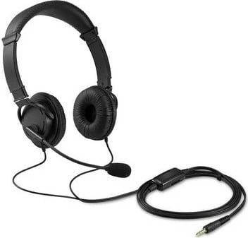 Kufje Kensington HiFi me mikrofon dhe butona për kontrollin e volumit, me kabllo, e zezë