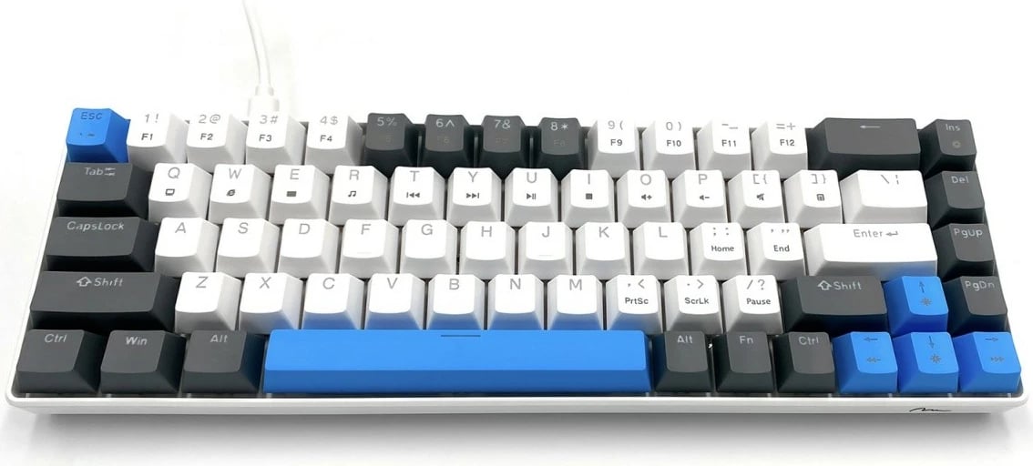 Tastierë mekanike gaming, Media-Tech, Red Core MX60 MT1259, 60% USB-C me kabëll, ndriçim LED RGB, 68 taste, e zezë/blu/e bardhë