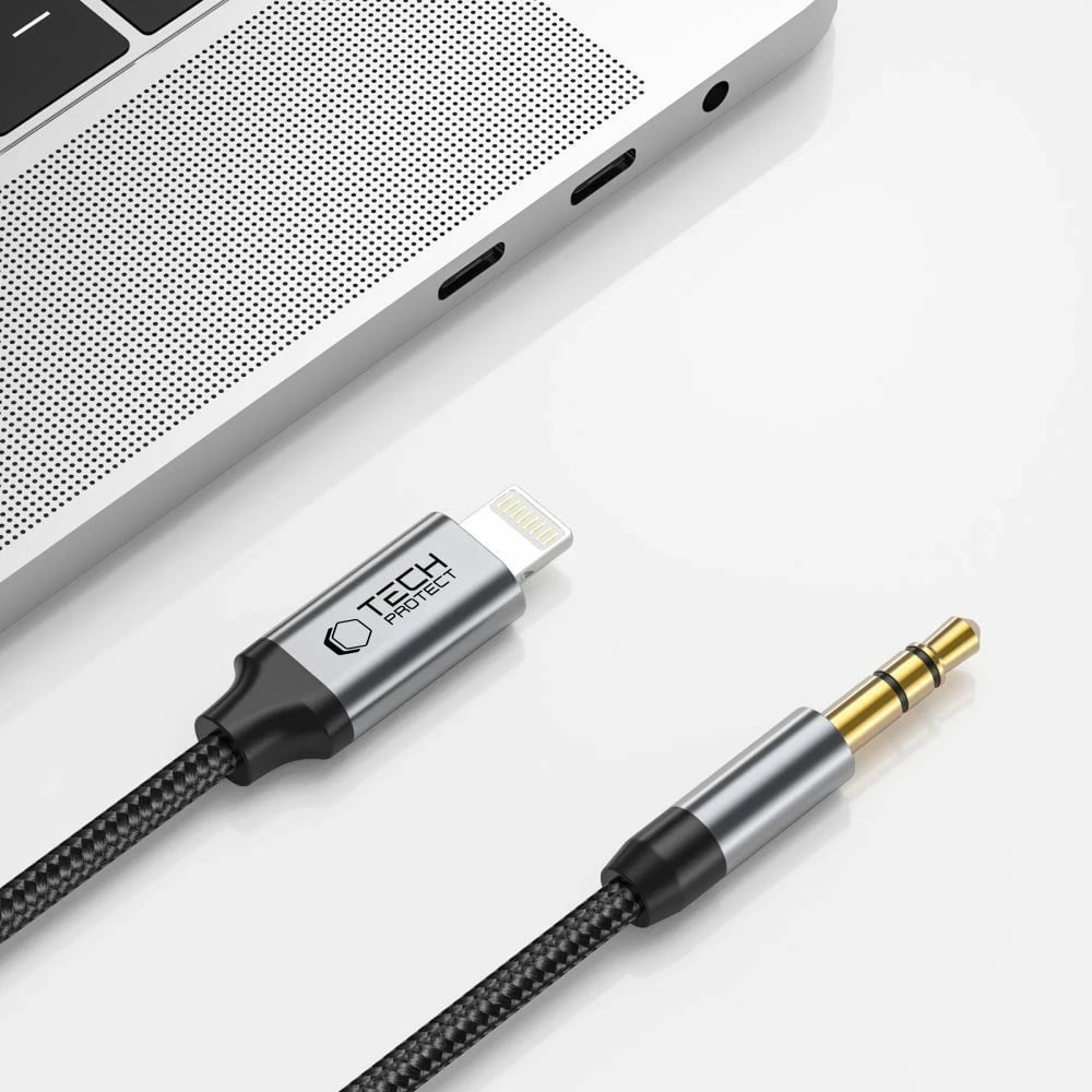 Kabllo audio Tech-Protect UltraBoost, Lightning në 3.5mm, 1m, e zezë