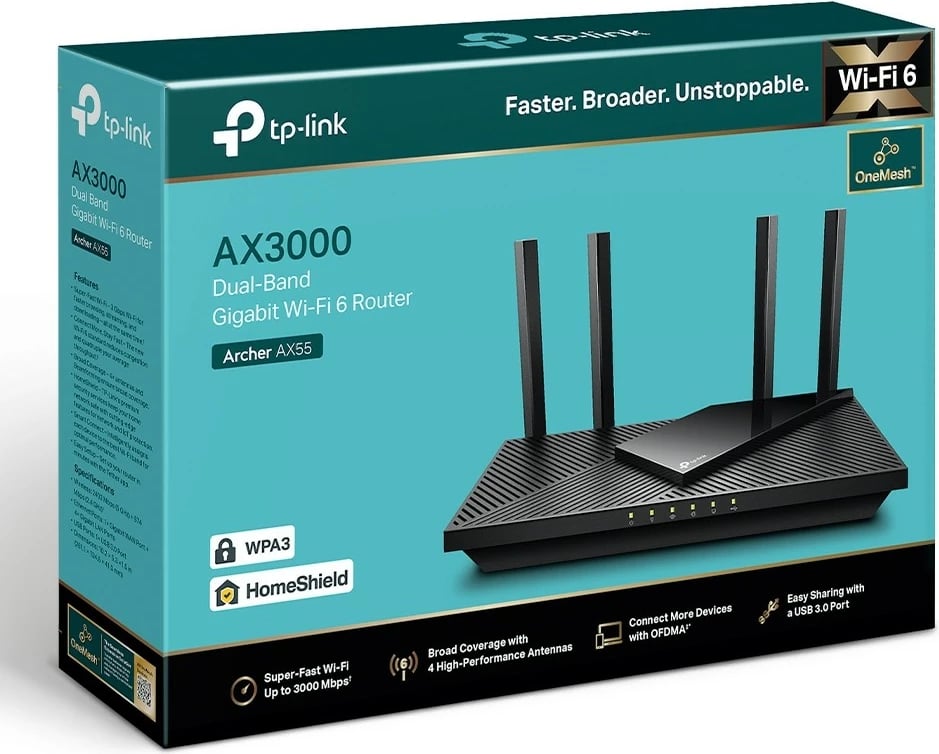 Router TP-Link Archer AX55, Wi-Fi 6, 4 antena, i zi