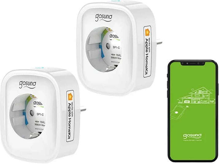 Prizë e mençur Gosund SP1-H, 16A, Wi-Fi, HomeKit, set 2 copë, e bardhë
