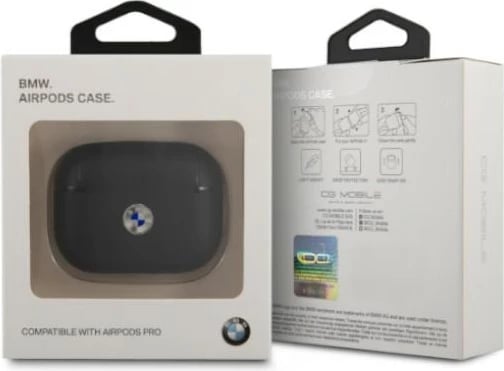 Mbështjellës BMW për AirPods Pro, lëkurë natyrale, i zi