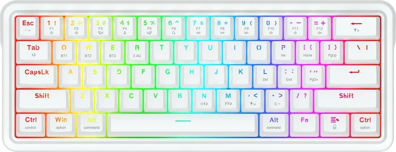 Tastierë mekanike Redragon Draconic V2 K730W-RGB-PRO, 60%, RGB, wireless/wired, e bardhë