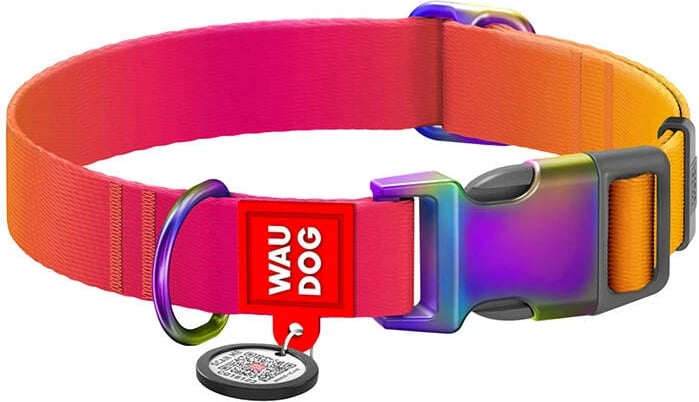 Jakë qeni Waudog, najlon me QR kod, L, portokalli