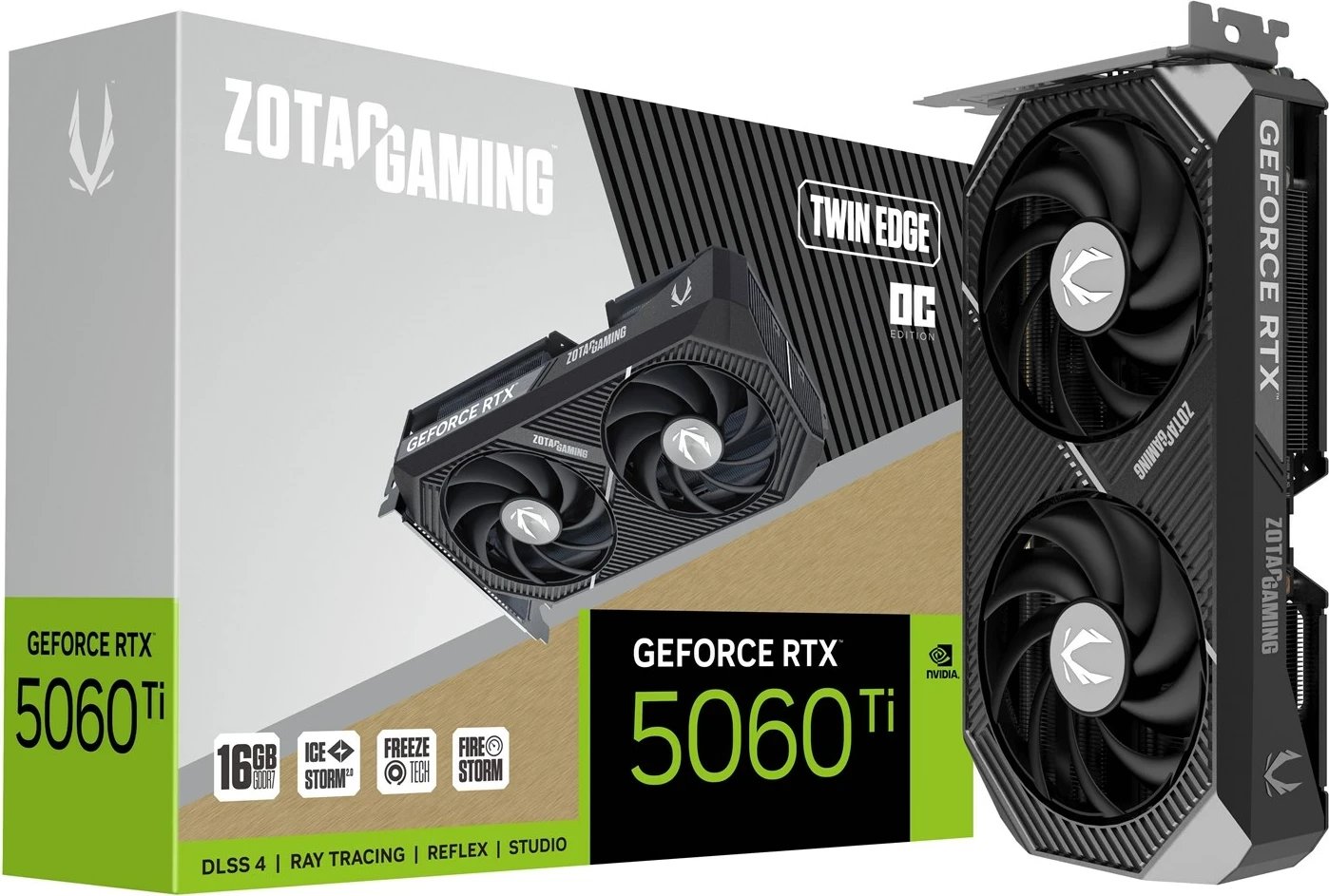 Kartelë grafike ZOTAC GAMING GeForce RTX 5060 Ti Twin Edge OC, 16 GB GDDR7, e zezë