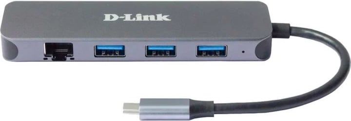 Hub USB-C, D-Link, DUB-2334, 3x USB 3.0 + Gigabit Ethernet, gri