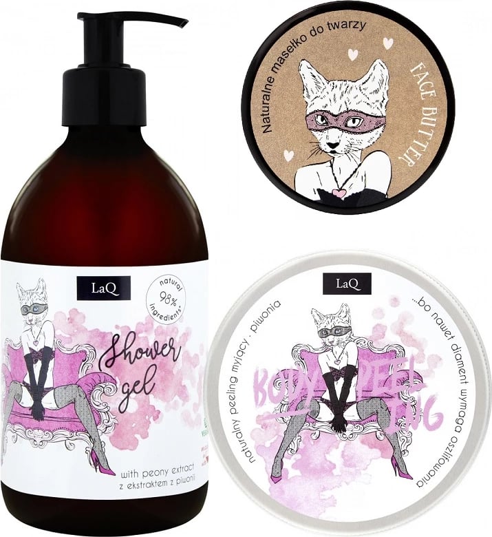 Set për trup e fytyrë LaQ Kocica Peony për femra, 3 copë