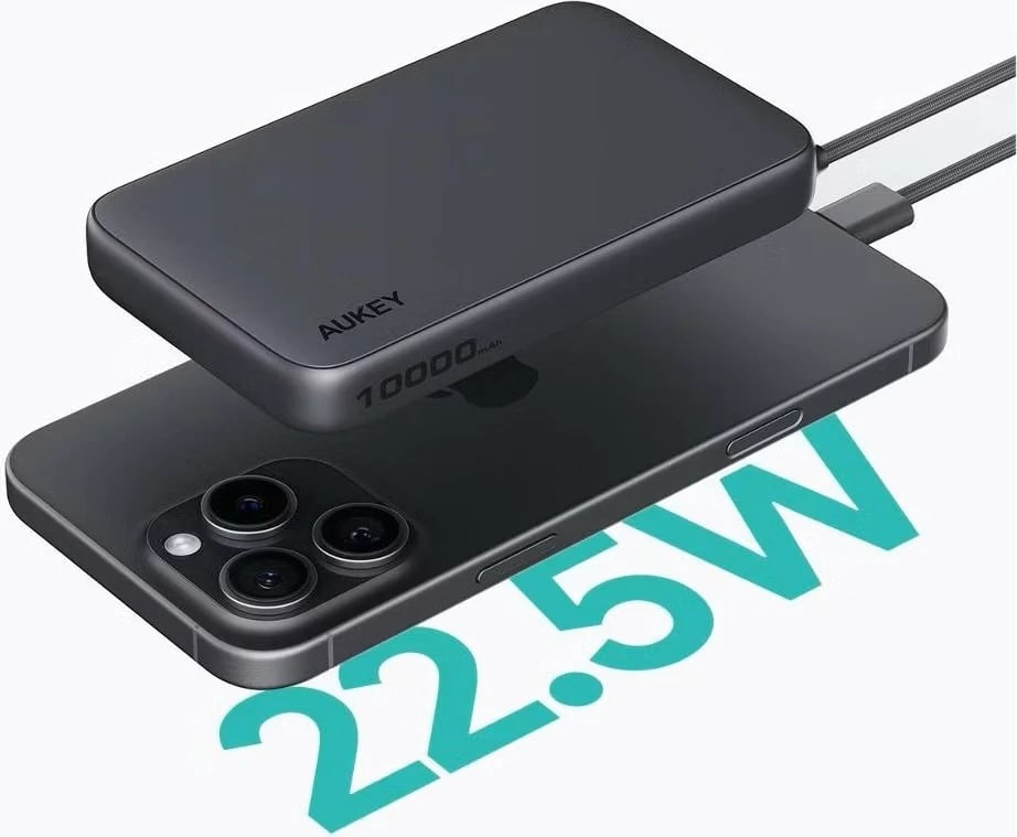 Power bank AUKEY PB-Y53P Spark Sling 10000mAh, 22.5W, 4xUSB, Kabllo USB-C, Zi