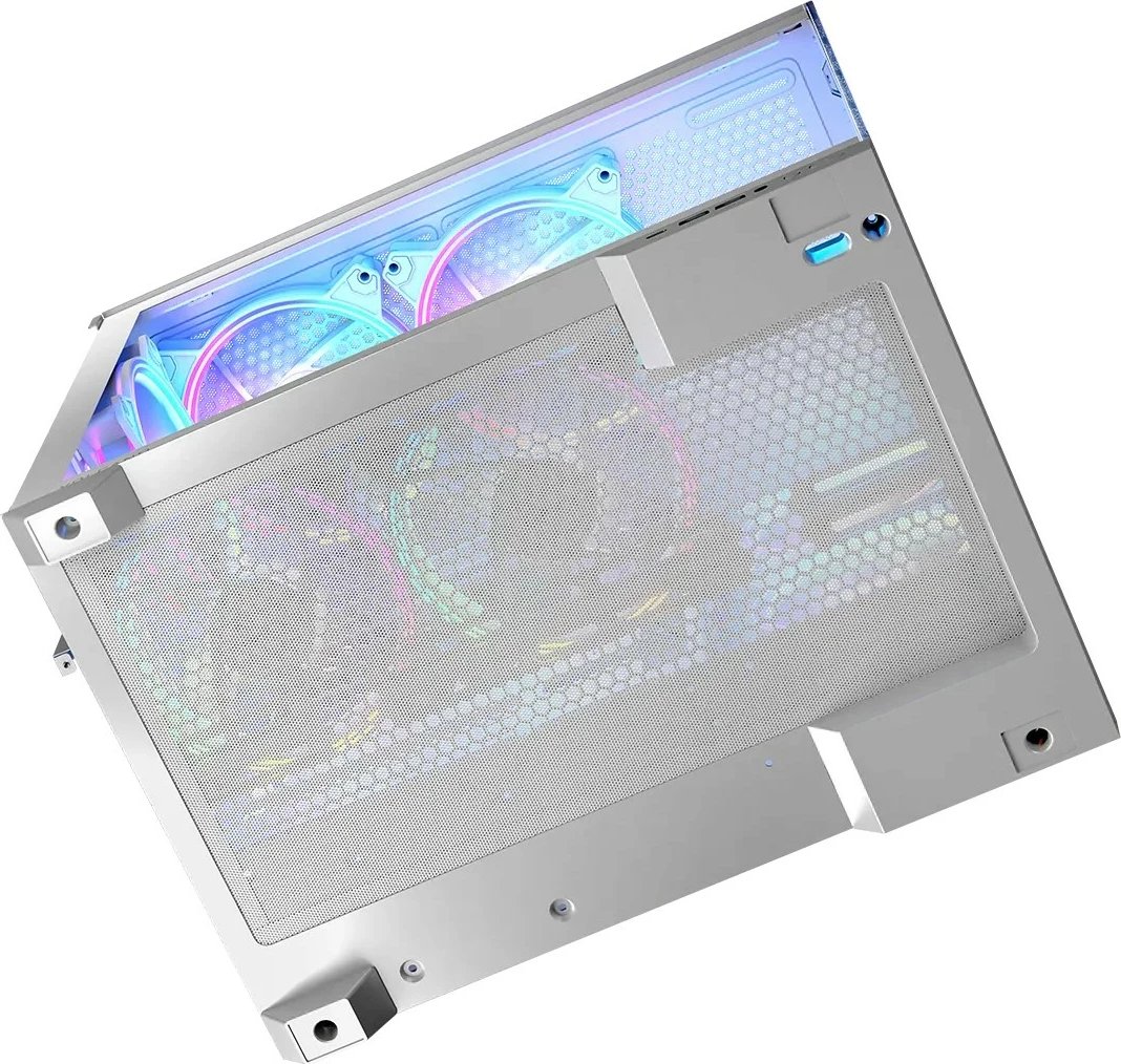 Kasë MODECOM Volcano Panorama NF Midi, ATX, xham i temperuar, e bardhë