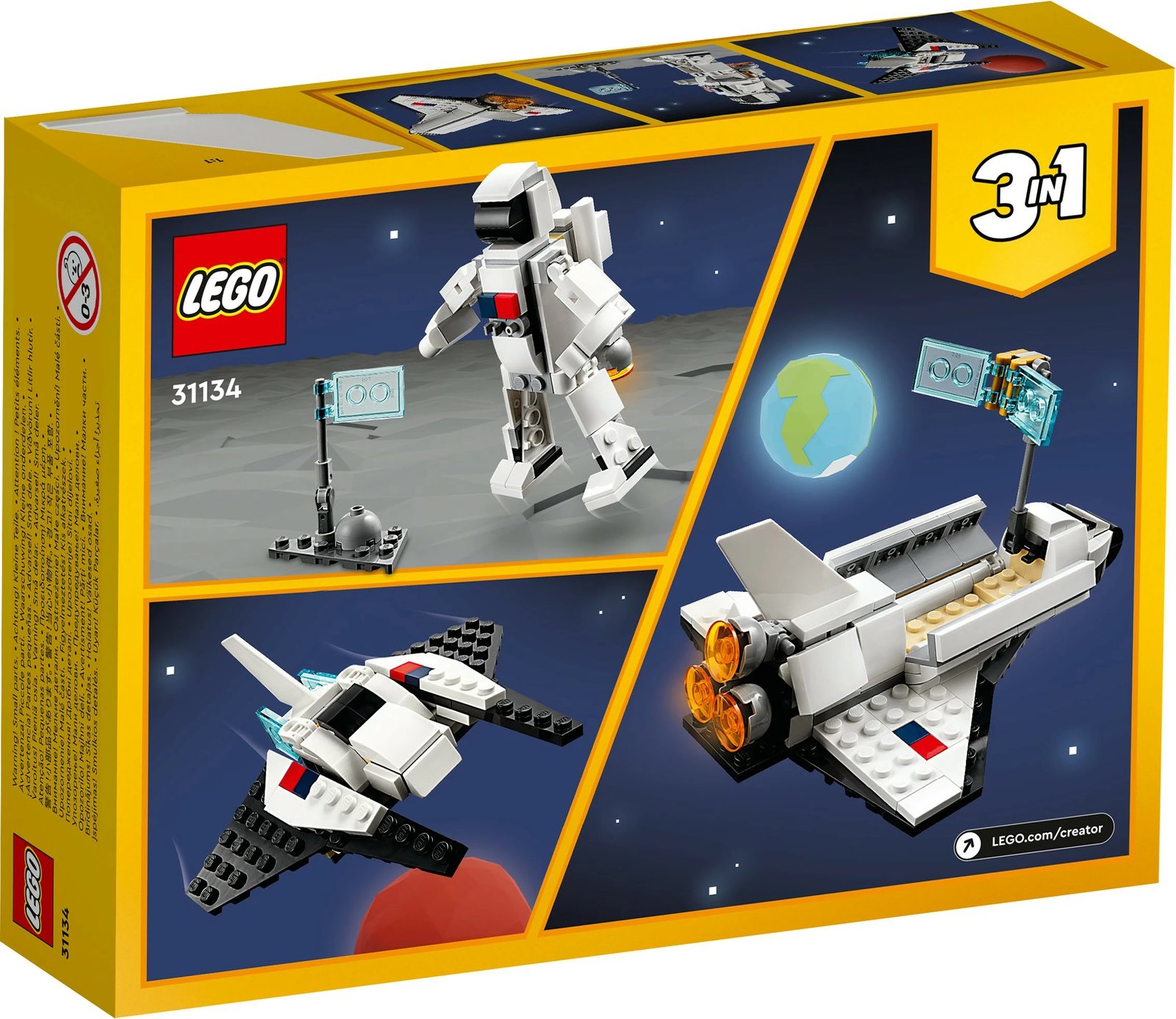 Set ndërtimi LEGO Creator 3-in-1 Space Shuttle, 144 pjesë, shumëngjyrësh