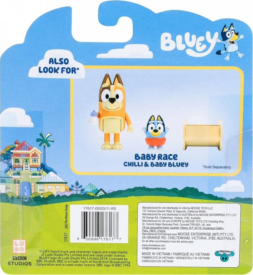 Set figurina Bluey Tm Toys BLU17616 Baby Bluey dhe Chilli, plastikë, 2 copë