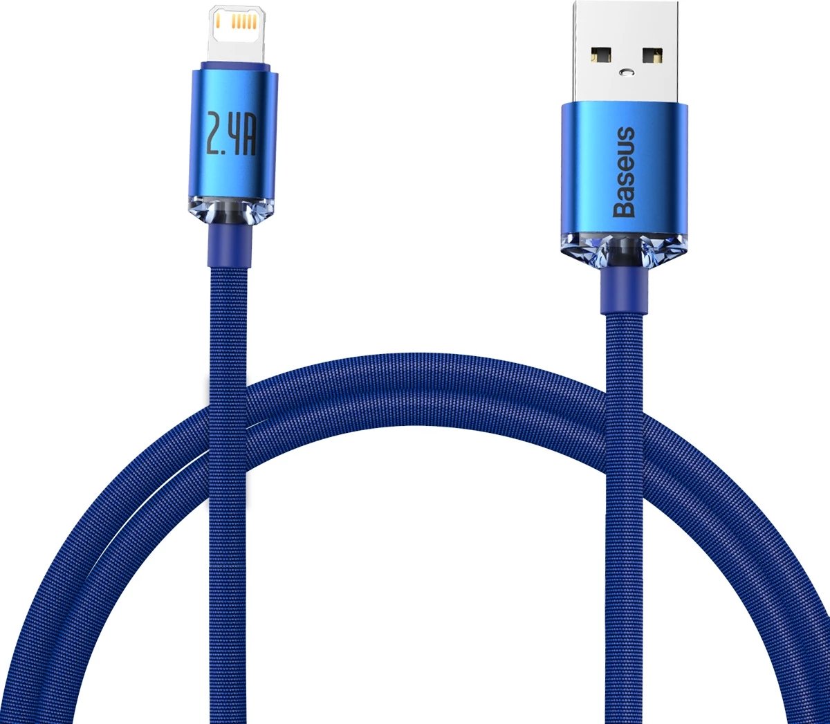 Kabllo USB në Lightning Baseus Crystal Shine, 1.2m, 2.4A, Blu