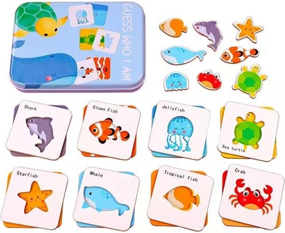 Lojë tavoline me letra NEXT Guess Who I Am, kuti metalike