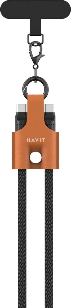 Kabllo karikimi USB C në USB C Havit CB6344, 1.2m, e zezë/kafe