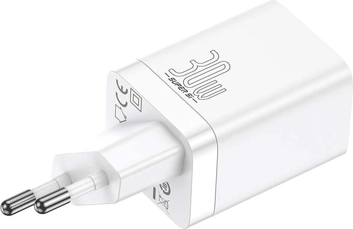 Karikues rrjeti Baseus CCSUPP-E02, Super Si Pro, 30W, USB + USB-C, i bardhë