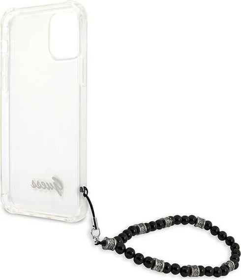 Mbështjellës Guess GUHCP12LKPSBK për iPhone 12 Pro Max 6.7", Transparent, me varëse Black Pearl