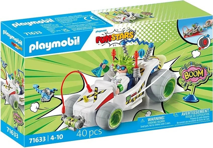 Set lodrash Playmobil Funstars 71633, profesor, gokart, 40 pjesë