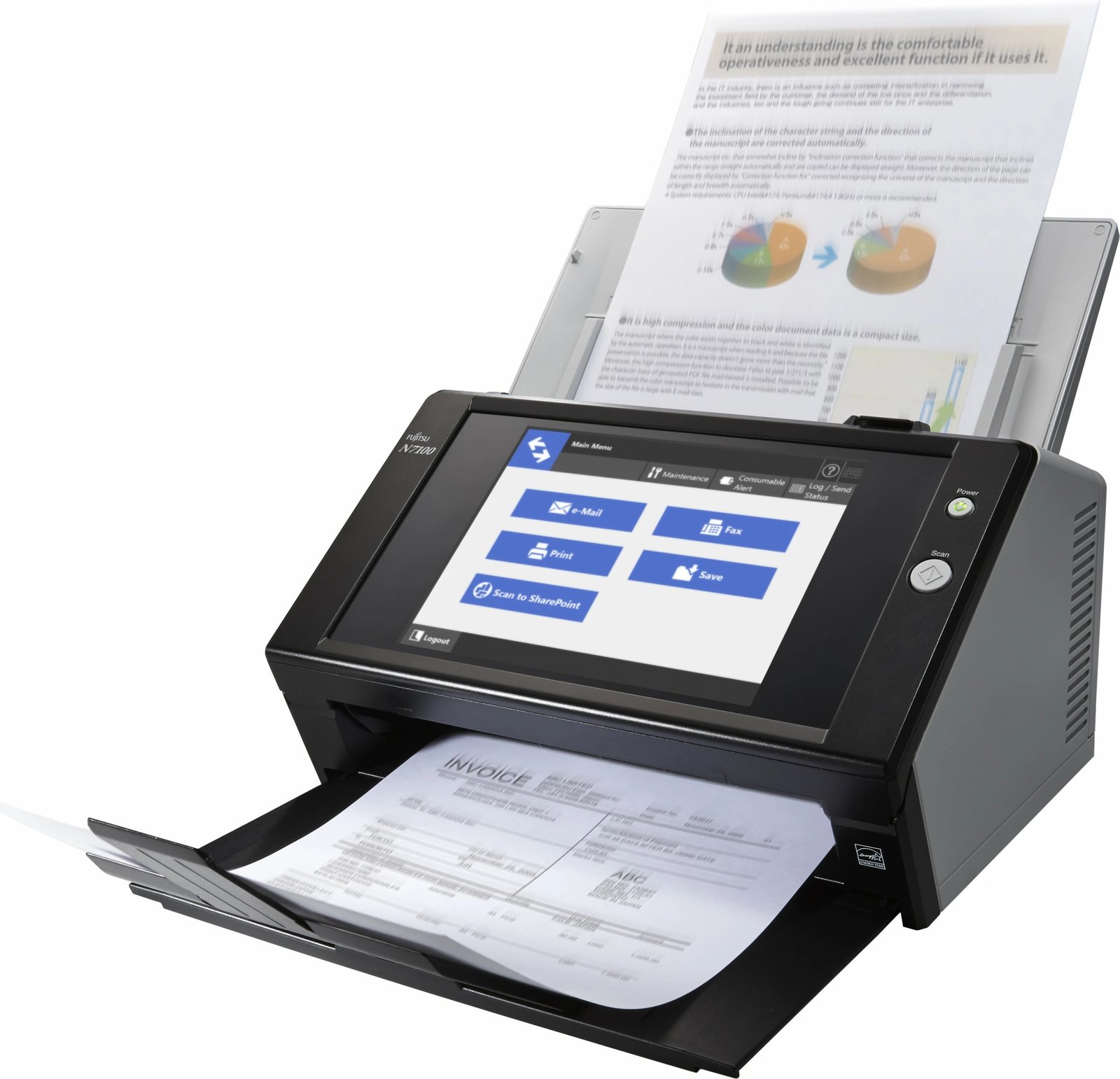 Skaner rrjeti Fujitsu Ricoh N7100E, 25ppm, duplex, ekran 8.4 inch, Ethernet, USB