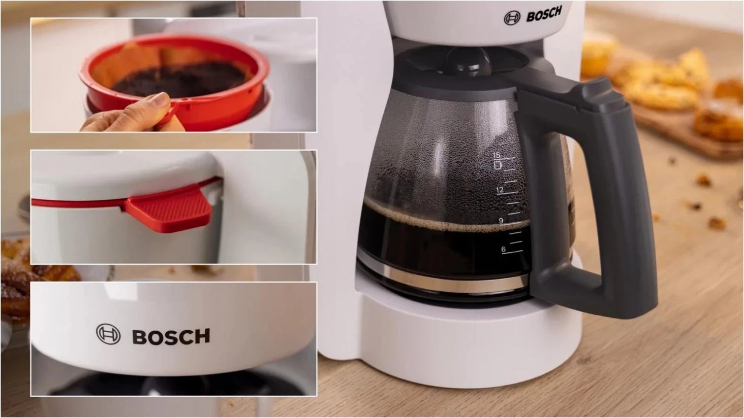 Aparat kafeje Bosch TKA3M13, 1000W, 15 filxhanë, i bardhë