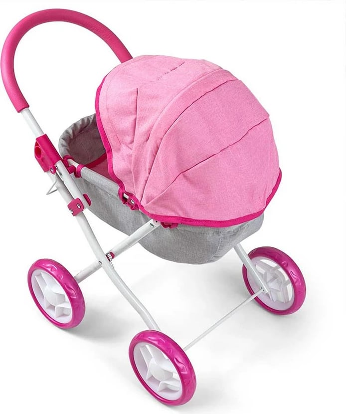 Karrocë për kukulla, Milly Mally Dori Prestige, për kukulla deri 40 cm, e palosshme, me tendë dhe dyshek, rozë