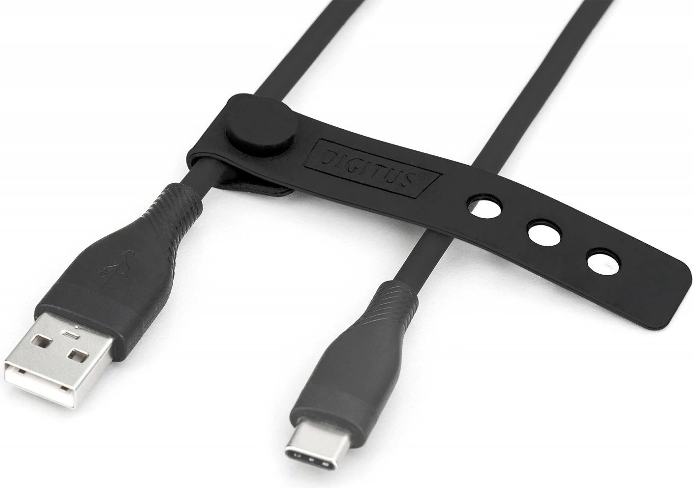 Kabllo silikoni Digitus AK-300340-010-S, USB-A në USB-C, 1m, e zezë