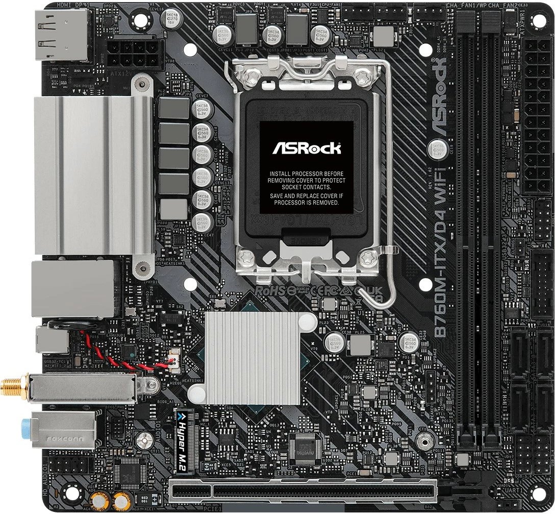 Pllakë amë ASRock B760M-ITX/D4 WiFi, Intel, LGA 1700, DDR4, mini ITX