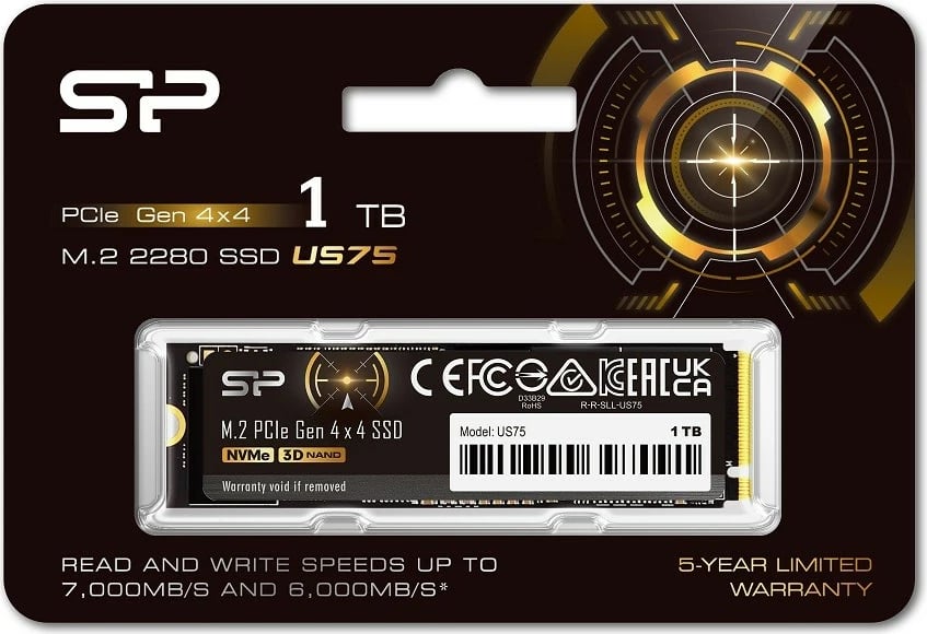 Kasë SSD Silicon Power US75, 1TB, M.2 PCIe Gen4x4 NVMe 1.4