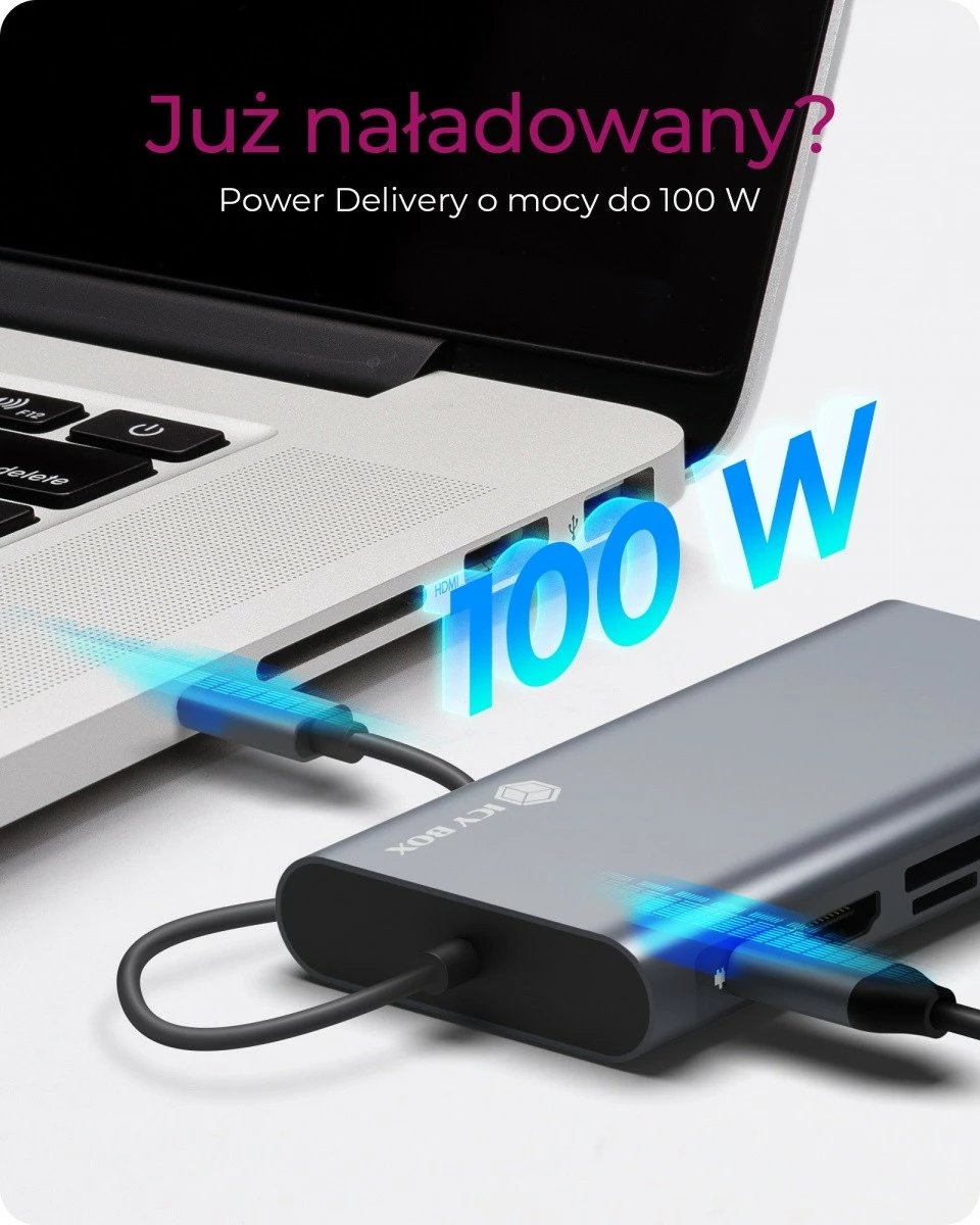 Kasë dokimi IcyBox IB-DK4040-CPD, USB Type-C, HDMI/VGA, anthracite/black