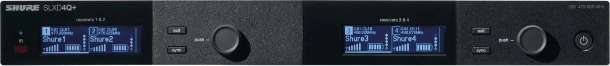 Marrës wireless për mikrofonë Shure SLXD4QDAN+, 32 kanale, i zi